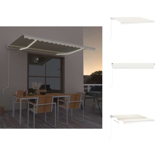 Markiser - Living Automatisk markis med vindsensor & LED 450x300 cm gräddvit
