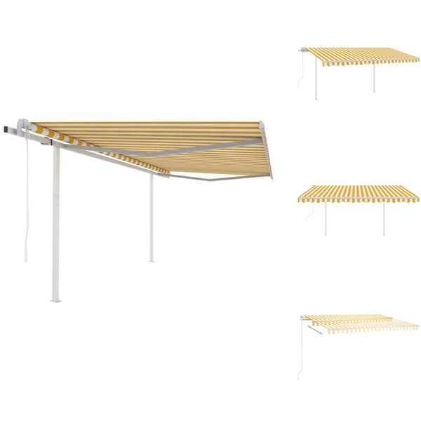 Markiser - Living Markis med stolpar automatisk infällbar 4x3 m gul och vit