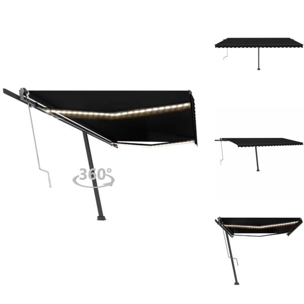 Markiisit - Living Sisäänkelattava markiisi LED/tuulisensori 500x300cm antrasiitti