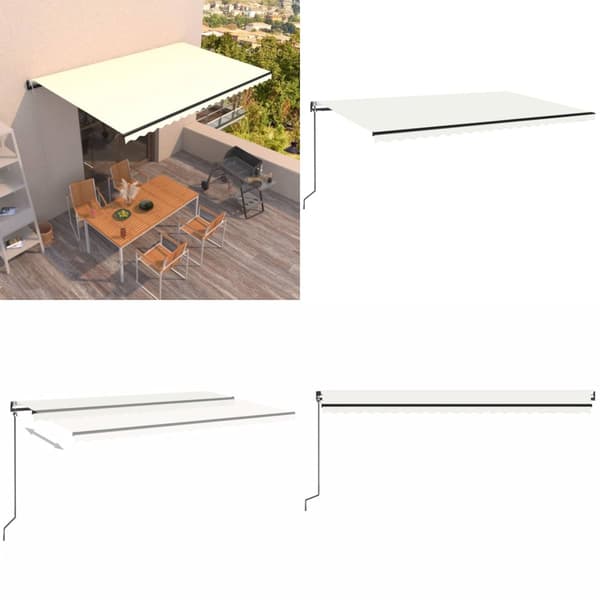 Markise 500x350 cm automatisk betjening cremefarvet - Foldbar Markise - Foldbare Markiser - Home & Living