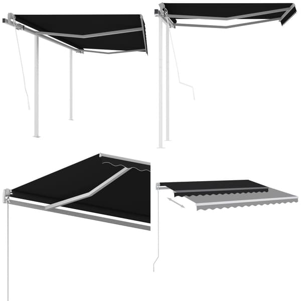 Markis med stolpar automatisk infällbar 3x2,5 m antracit - Markis - Markiser - Home & Living