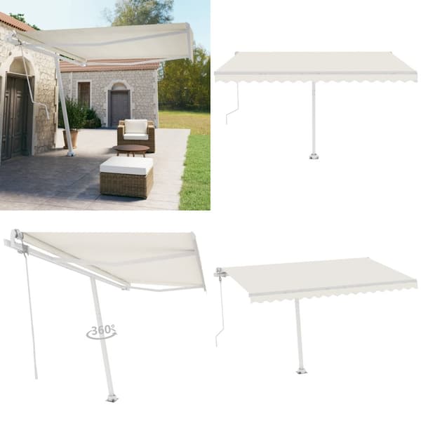 Automatisk markis fristående 400x350 cm gräddvit - Markis - Markiser - Home & Living