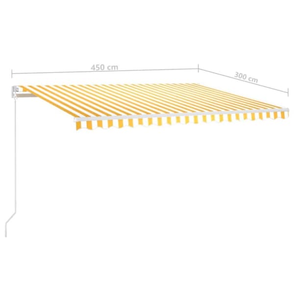 Automatisk markis med vindsensor & LED 450x300 cm gul/vit - Markis - Markiser - Home & Living