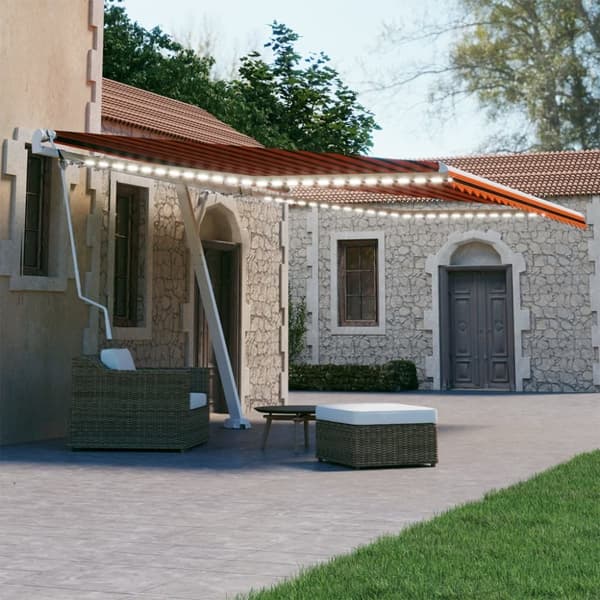 Automatisk markis med vindsensor & LED 450x300 cm orange/brun - Markis - Markiser - Home & Living