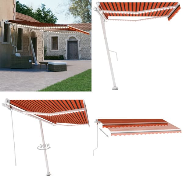 Automatisk markis med vindsensor & LED 450x300 cm orange/brun - Markis - Markiser - Home & Living