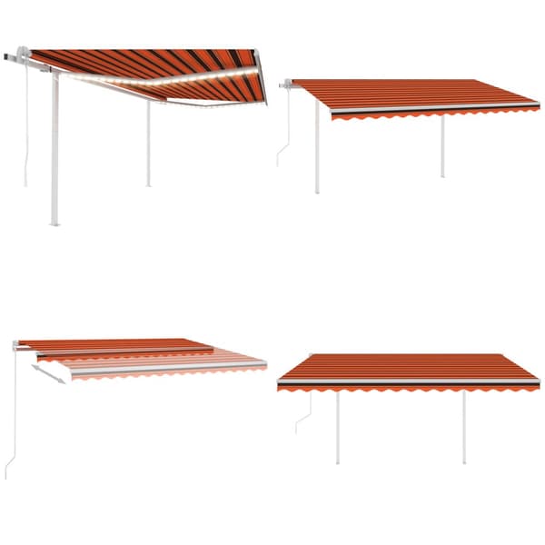 Automatisk markis med vindsensor & LED 4,5x3 m orange/brun - Markis - Markiser - Home & Living