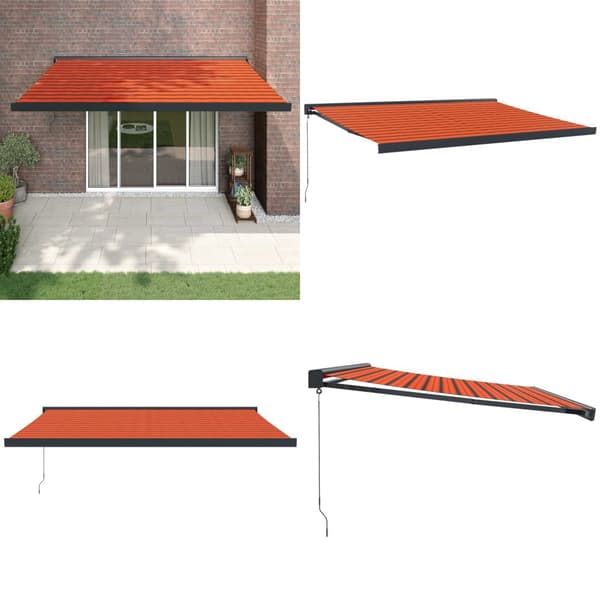 Markis infällbar orange och brun 4x3 m tyg&aluminium - Infällbar Markis - Infällbara Markiser - Home & Living