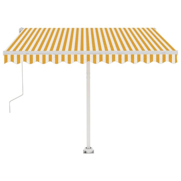 Fristående markis automatisk 350x250 cm gul/vit - Markis - Markiser - Home & Living