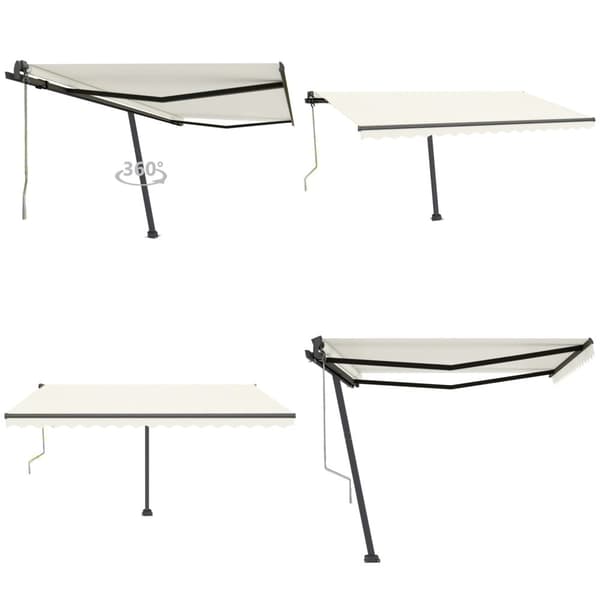 Vapaasti seisova sisäänkelattava markiisi 450x350 cm kerma - Sisäänkelattava Markiisi - Sisäänkelattavat Markiisit - Home & Living