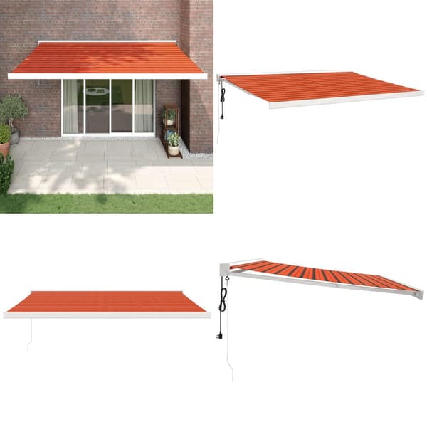 Markis infällbar orange och brun 4,5x3 m tyg&aluminium - Infällbar Markis - Infällbara Markiser - Home & Living