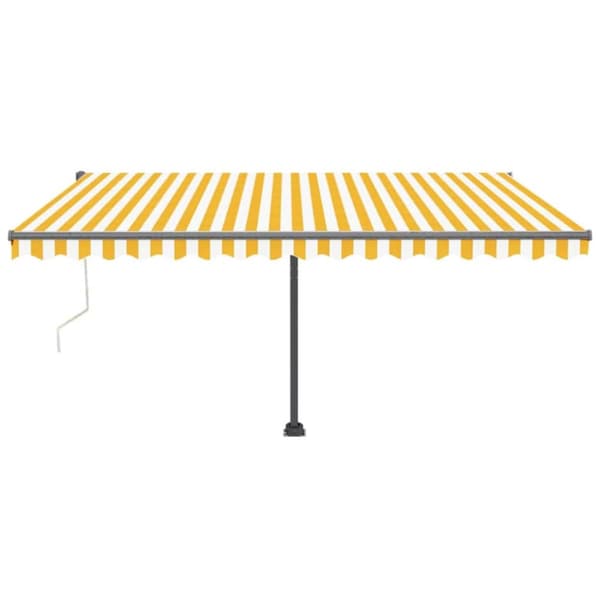 Fritstående markise 400x300 cm automatisk betjening gul og hvid - Foldbar Markise - Foldbare Markiser - Home & Living