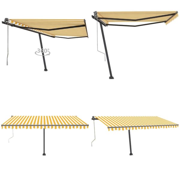 Fritstående markise 400x300 cm automatisk betjening gul og hvid - Foldbar Markise - Foldbare Markiser - Home & Living