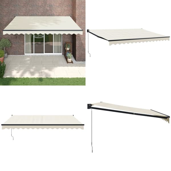 Markis infällbar gräddvit 4x3 m tyg och aluminium - Infällbar Markis - Infällbara Markiser - Home & Living