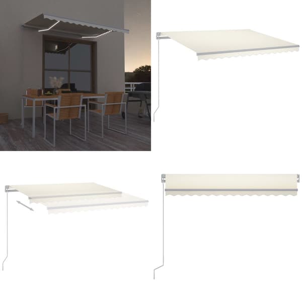 Markis manuellt infällbar med LED 300x250 cm gräddvit - Solskydd - Solskärm - Home & Living