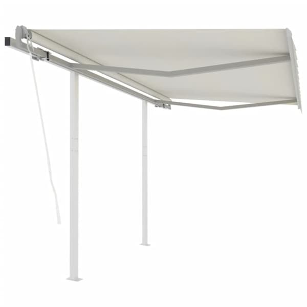 Markis med stolpar automatisk infällbar 3,5x2,5 m gräddvit - Markis - Markiser - Home & Living