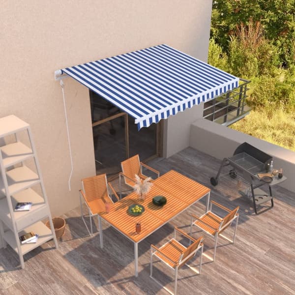 Automaattisesti sisäänkelattava markiisi 300x250cm sinivalk. - Sisäänkelattava Markiisi - Sisäänkelattavat Markiisit - Home & Living