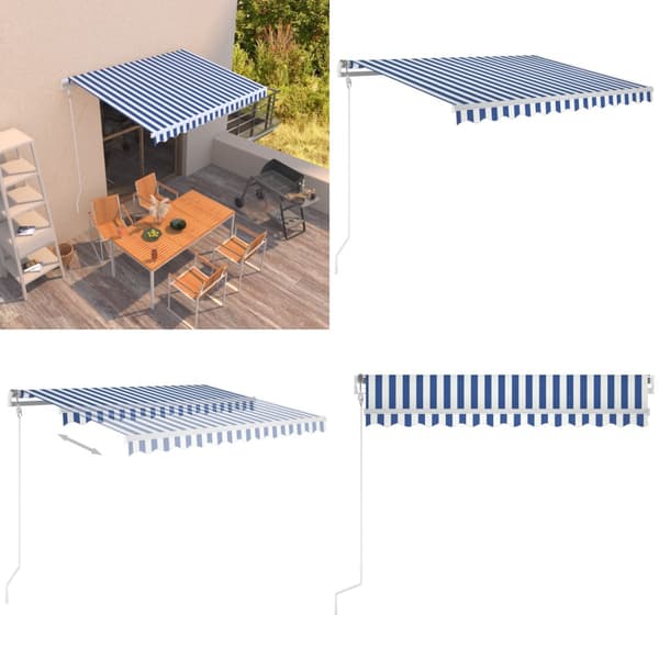 Automaattisesti sisäänkelattava markiisi 300x250cm sinivalk. - Sisäänkelattava Markiisi - Sisäänkelattavat Markiisit - Home & Living