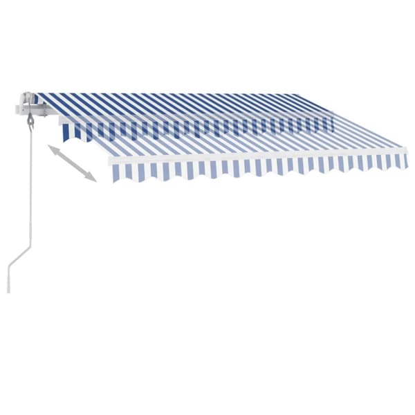 Vapaasti seisova sisäänkelattava markiisi 300x250 cm sinivalk. - Sisäänkelattava Markiisi - Sisäänkelattavat Markiisit - Home & Living