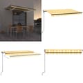 Miniatyrbillede 1 af 10: Markise m. LED + vindsensor 450x300 cm automatisk gul og hvid - Foldbar Markise - Foldbare Markiser - Home & Living
