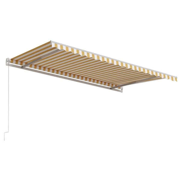 Markise 450x300 automatisk betjening gul og hvid - Foldbar Markise - Foldbare Markiser - Home & Living