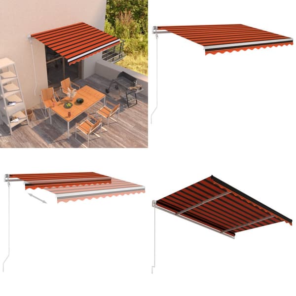 Markise 300x250 cm automatisk betjening orange og brun - Foldbar Markise - Foldbare Markiser - Home & Living