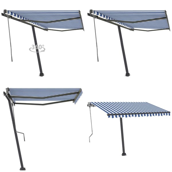 Fristående markis automatisk 350x250 cm blå/vit - Markis - Markiser - Home & Living