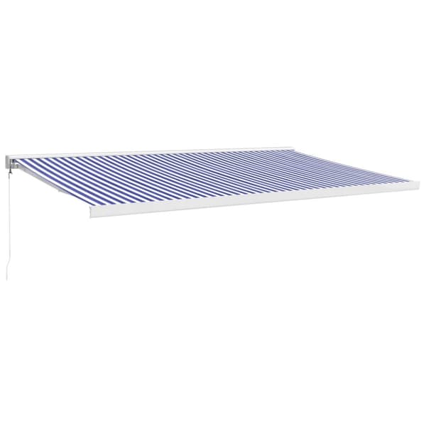 Foldemarkise manuel betjening 5x3 m stof aluminium blå hvid - Markise - Markiser - Home & Living