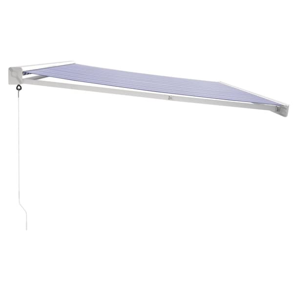 Foldemarkise manuel betjening 5x3 m stof aluminium blå hvid - Markise - Markiser - Home & Living