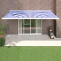 Miniatyrbillede 2 af 10: Foldemarkise manuel betjening 5x3 m stof aluminium blå hvid - Markise - Markiser - Home & Living