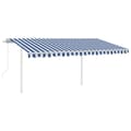 Miniatyrbild 3 av 11: Automatisk markis med vindsensor & LED 4,5x3 m blå och vit - Markis - Markiser - Home & Living