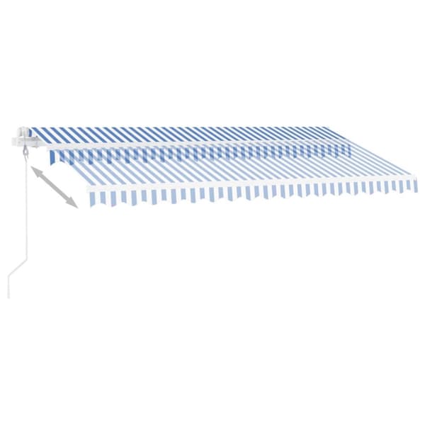 Automatisk markis med vindsensor & LED 450x300 cm blå och vit - Markis - Markiser - Home & Living