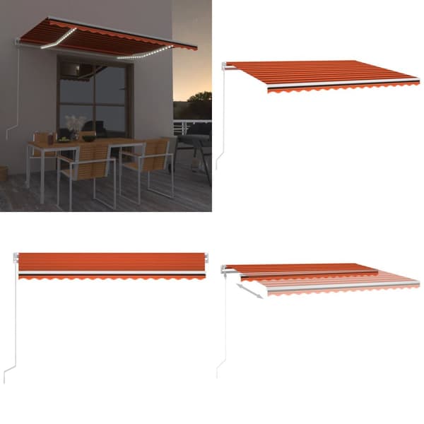 Automatisk markis med vindsensor & LED 450x300 cm orange/brun - Markis - Markiser - Home & Living