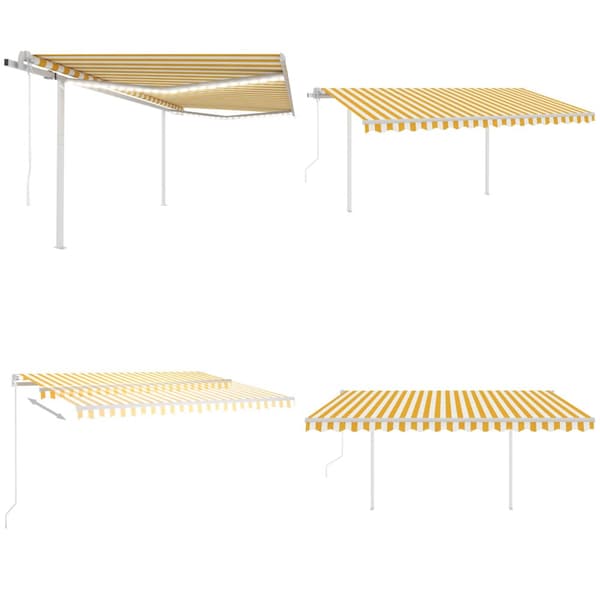 Sisäänkelattava markiisi LED/tuulisensori 4,5x3m keltavalkoinen - Sisäänkelattava Markiisi - Sisäänkelattavat Markiisit - Home & Living