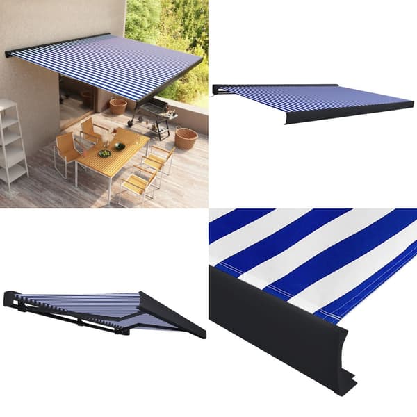 Moottoroitu kasettimarkiisi 350x250 cm sininen ja valkoinen - Sisäänkelattava Ulkomarkiisi - Sisänkelattavat Ulkomarkiisit - Home & Living