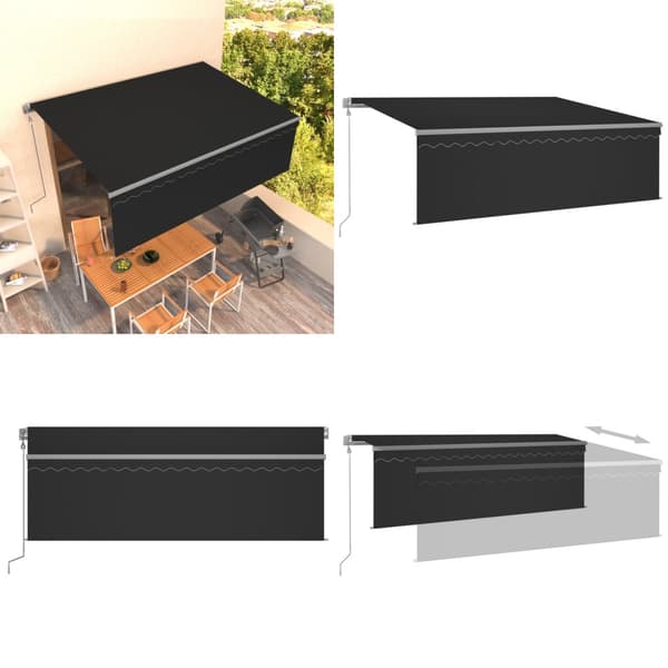 Automatisk markis med rullgardin 4x3m antracit - Markis - Markiser - Home & Living