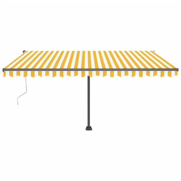 Automatisk markis med vindsensor & LED 400x300 cm gul/vit - Markis - Markiser - Home & Living