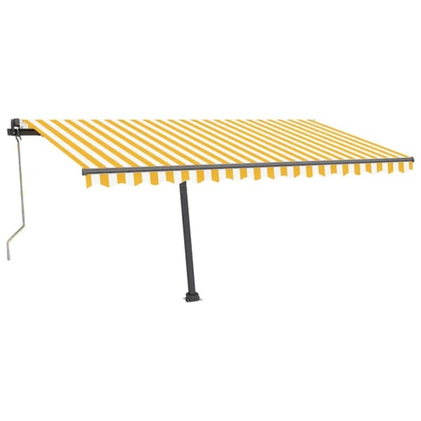 Automatisk markis med vindsensor & LED 400x300 cm gul/vit - Markis - Markiser - Home & Living
