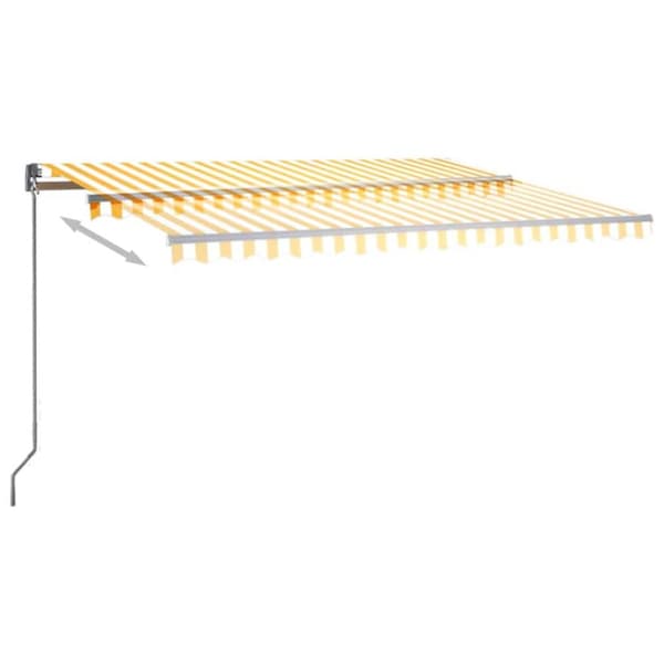 Automatisk markis med vindsensor & LED 400x300 cm gul/vit - Markis - Markiser - Home & Living