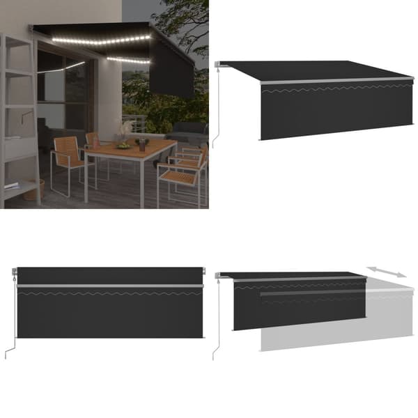 Automatisk markis med vindsensor rullgardin LED 4x3 m antracit - Markis - Markiser - Home & Living