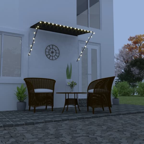 Markis med LED 250x150 cm antracit - Balkongmarkis - Balkongmarkiser - Home & Living