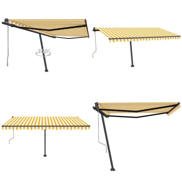 Fristående markis automatisk 450x350 cm gul/vit - Markis - Markiser - Home & Living