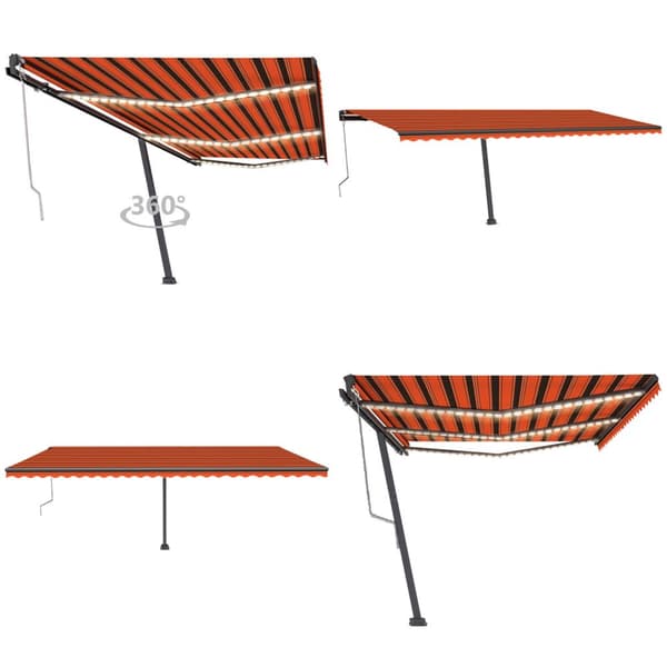 Automatisk markis med vindsensor & LED 600x300 cm orange/brun - Markis - Markiser - Home & Living