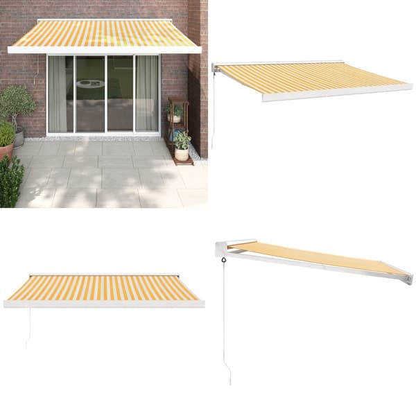 Markis infällbar gul och vit 3x2,5 m tyg&aluminium - Infällbar Markis - Infällbara Markiser - Home & Living