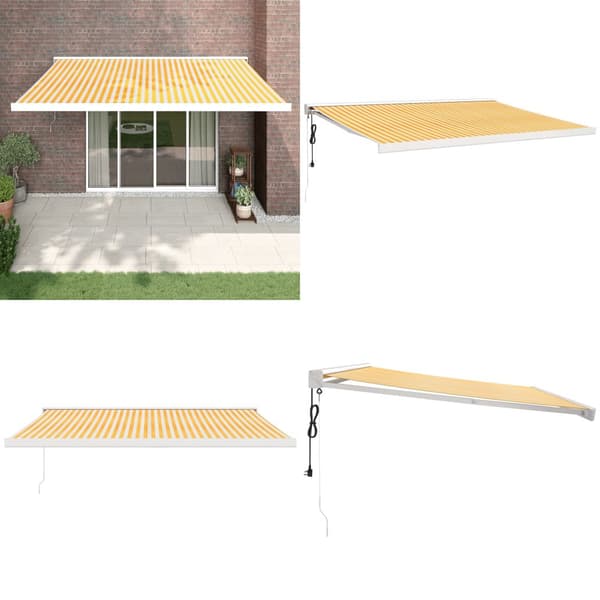 Foldemarkise 4,5x3 m stof og aluminium gul og hvid - Foldemarkise - Foldemarkiser - Home & Living