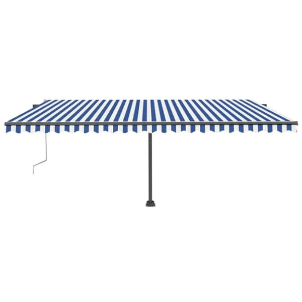 Automatisk markis med vindsensor & LED 500x300 cm blå och vit - Markis - Markiser - Home & Living