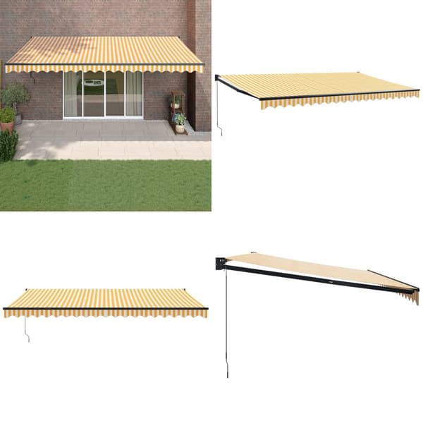 Markis infällbar gul och vit 5x3 m tyg&aluminium - Infällbar Markis - Infällbara Markiser - Home & Living