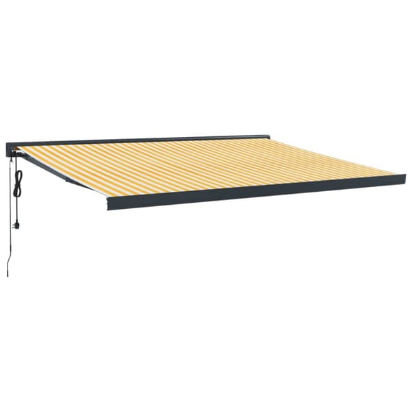 Sisäänkelattava markiisi keltavalkoinen 4x3 m kangas/alumiini - Sisäänkelattava Markiisi - Sisäänkelattavat Markiisit - Home & Living