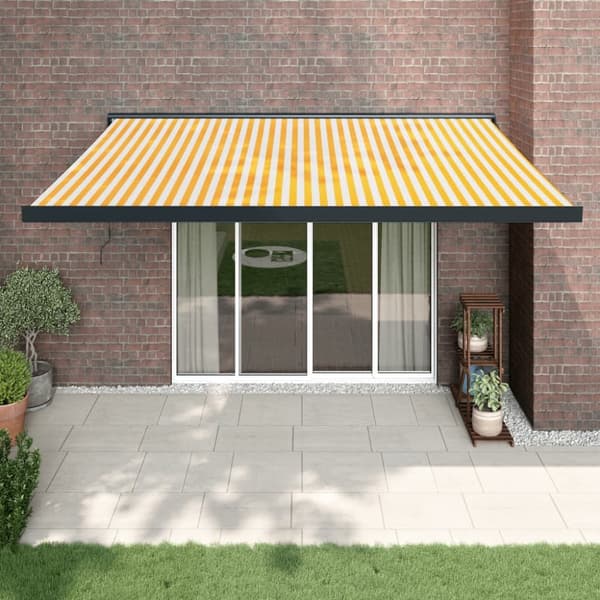 Sisäänkelattava markiisi keltavalkoinen 4x3 m kangas/alumiini - Sisäänkelattava Markiisi - Sisäänkelattavat Markiisit - Home & Living