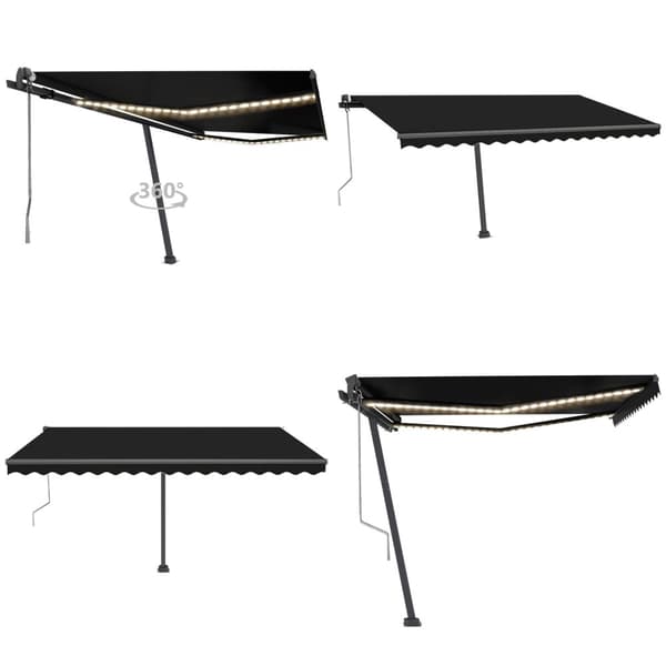 Sisäänkelattava markiisi LED/tuulisensori 450x350cm antrasiitti - Sisäänkelattava Markiisi - Sisäänkelattavat Markiisit - Home & Living
