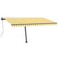 Miniatyrbillede 3 af 11: Markise m. LED + vindsensor 450x300 cm automatisk gul og hvid - Foldbar Markise - Foldbare Markiser - Home & Living